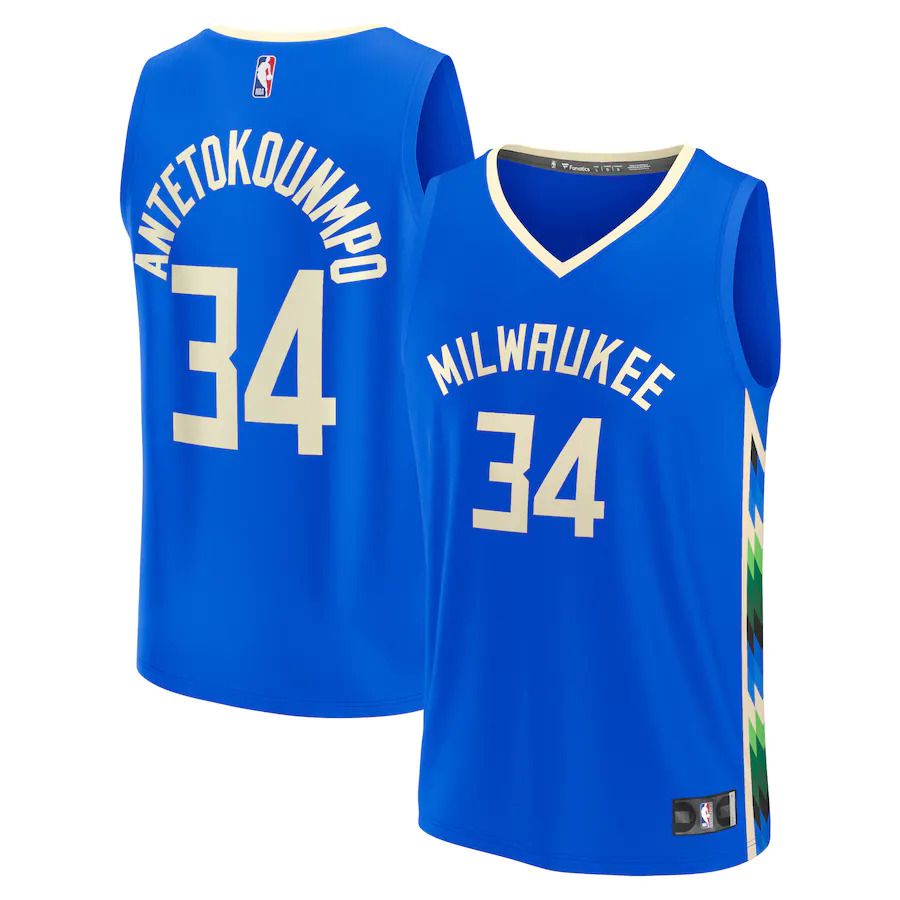 Men Milwaukee Bucks #34 Giannis Antetokounmpo Fanatics Branded Royal City Edition 2022-23 Fastbreak NBA Jersey->milwaukee bucks->NBA Jersey